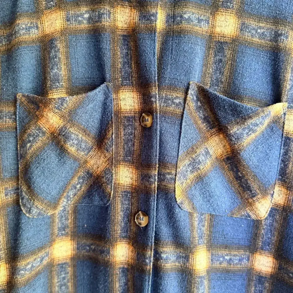 BCX Oversized Blue and Brown Plaid Button-Up Flannel Shacket- Size Small - Picture 2 of 7